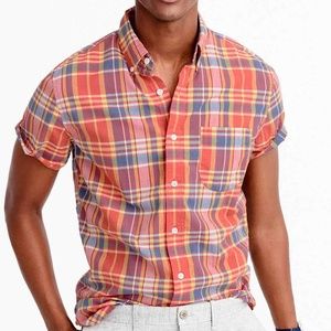 NWT J. Crew Men's Dark Guava Madras Shirt S
